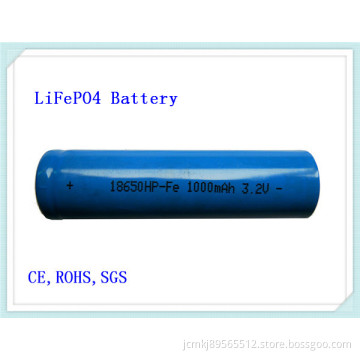 Cylindrical Li-ion LiFePO4 Battery 18650-1000mAh, Battery Pack for Electronic Tools, 15c Dischargable, Llifepo4 Battery